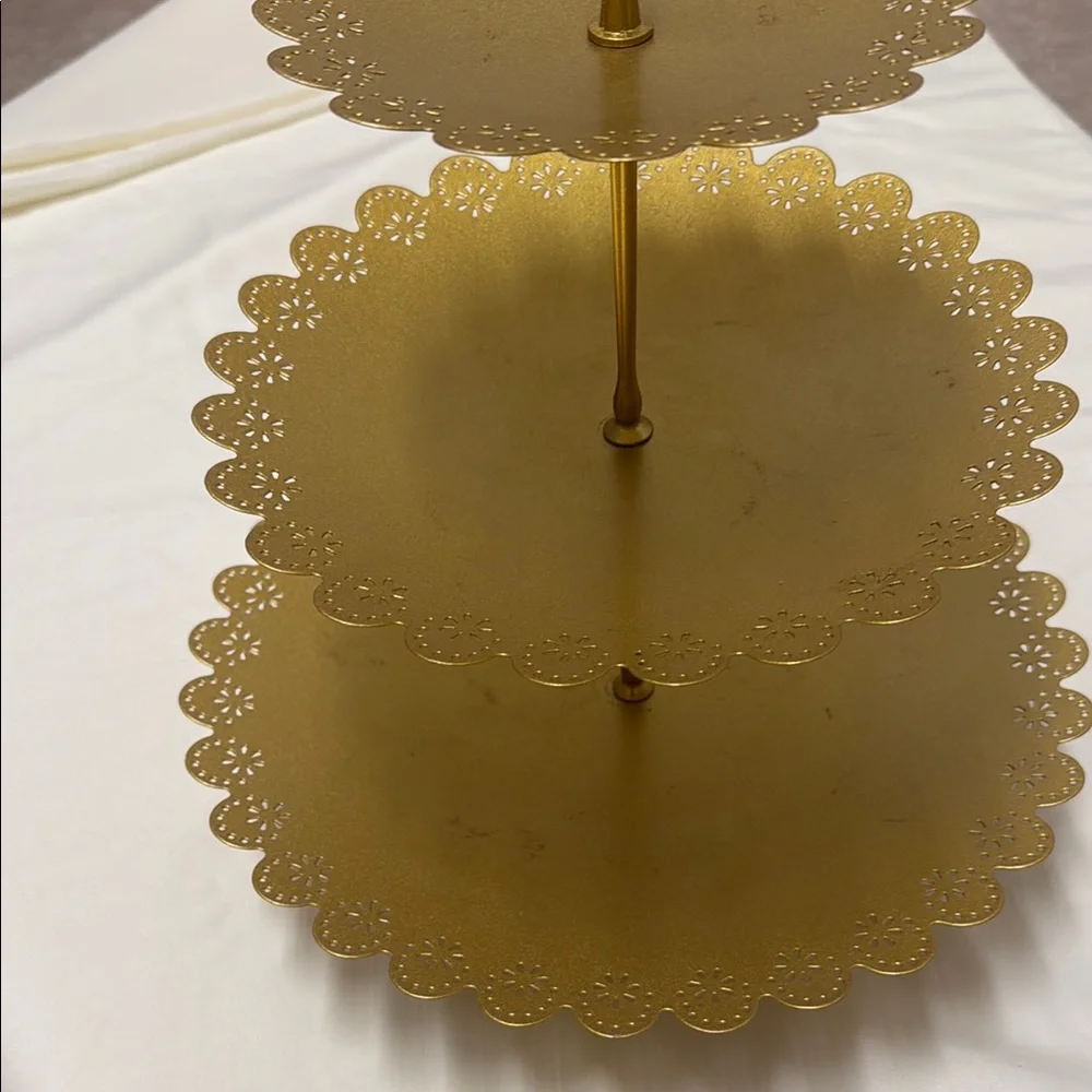 Gold Three-Tiered Serving Tray size length 19 inches #699